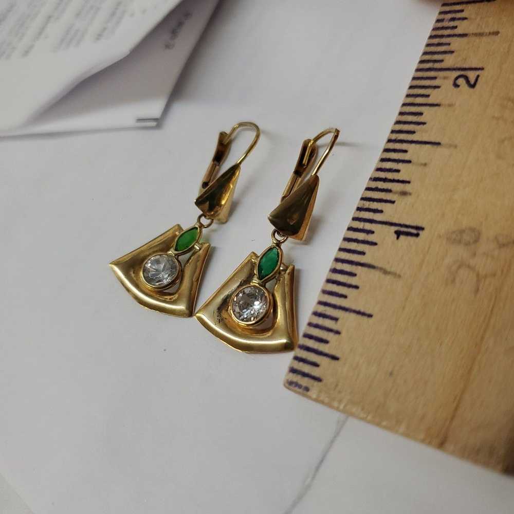 Vintage 18karat solid gold Dangles  stones Earrin… - image 6