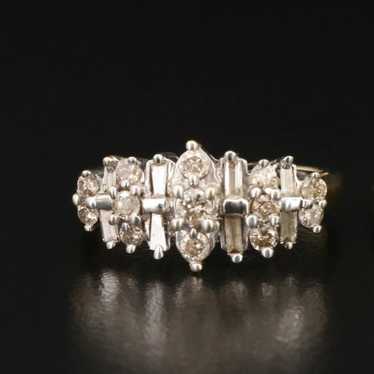 10k Vintage .6 ctw Diamond Cluster Ring - image 1