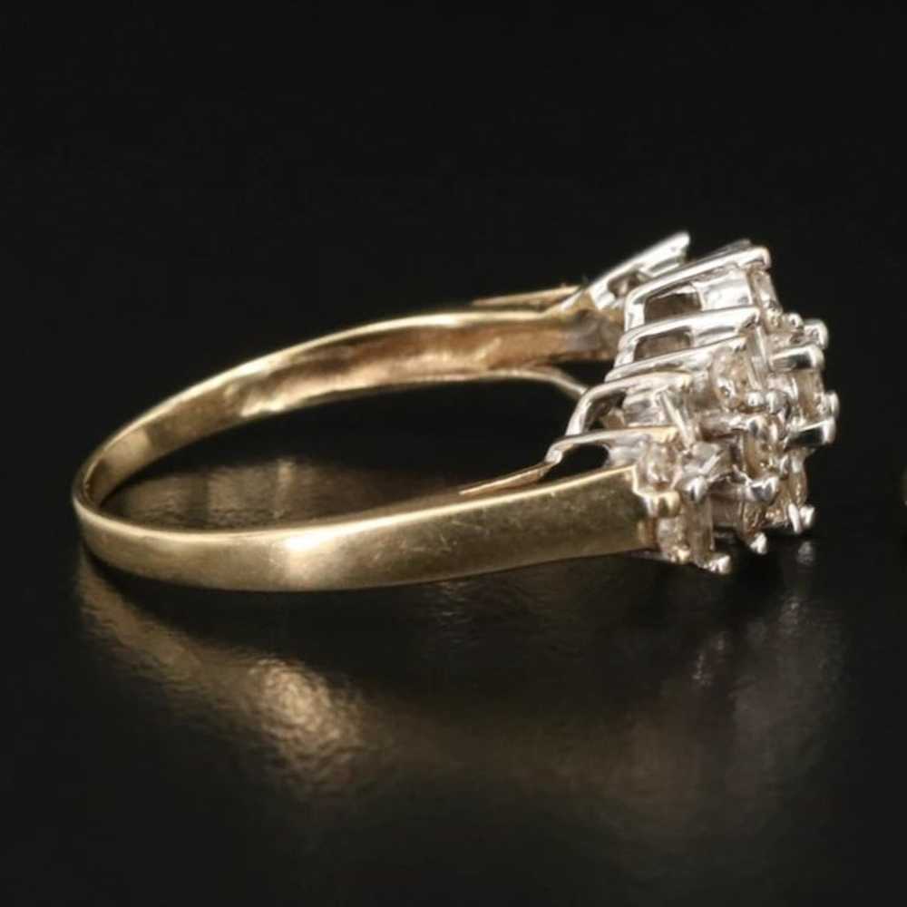 10k Vintage .6 ctw Diamond Cluster Ring - image 3