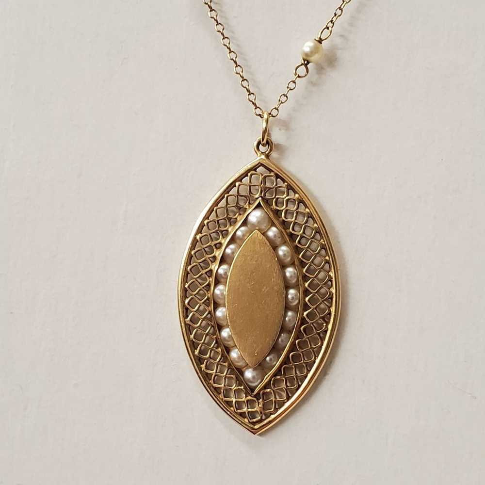 Vintage 14karat Gold/pearls Necklace, 7.5g - image 1
