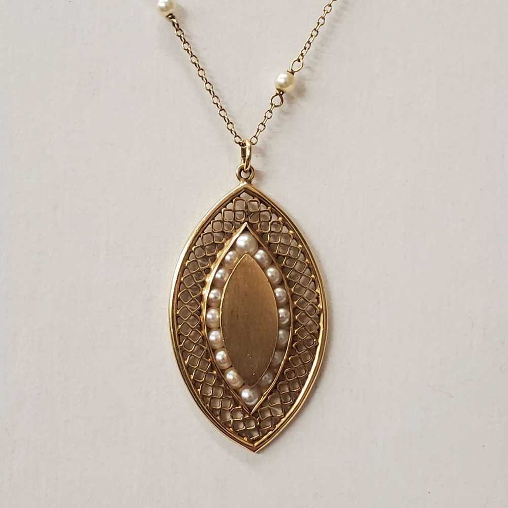 Vintage 14karat Gold/pearls Necklace, 7.5g - image 2
