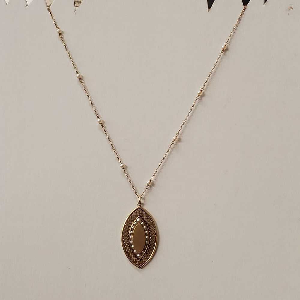 Vintage 14karat Gold/pearls Necklace, 7.5g - image 3