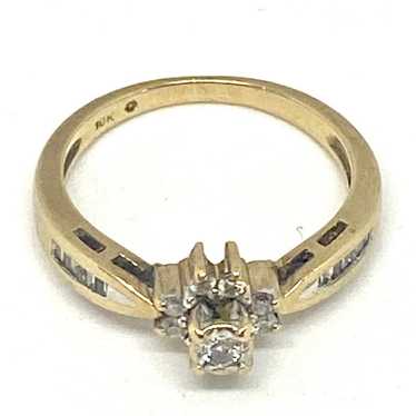 Ring diamonds solid gold 10k vintage - image 1