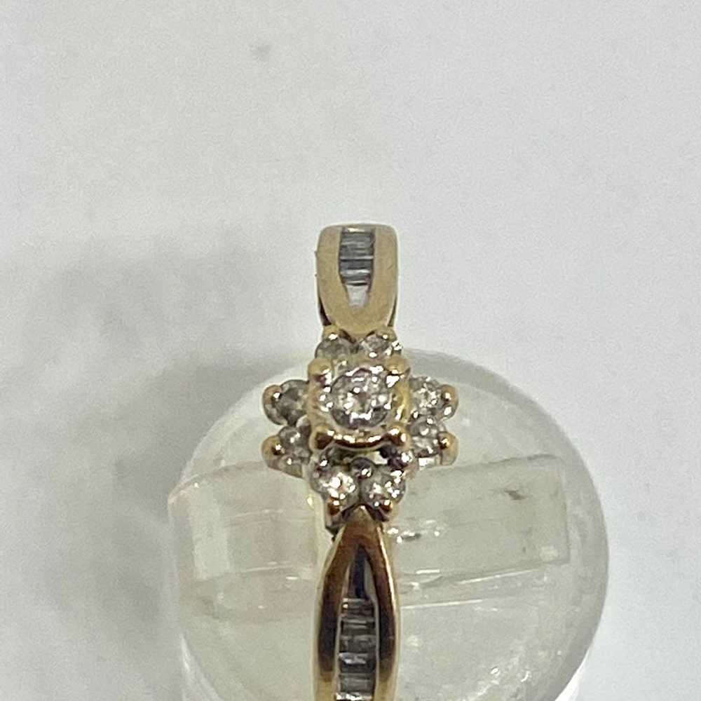 Ring diamonds solid gold 10k vintage - image 2