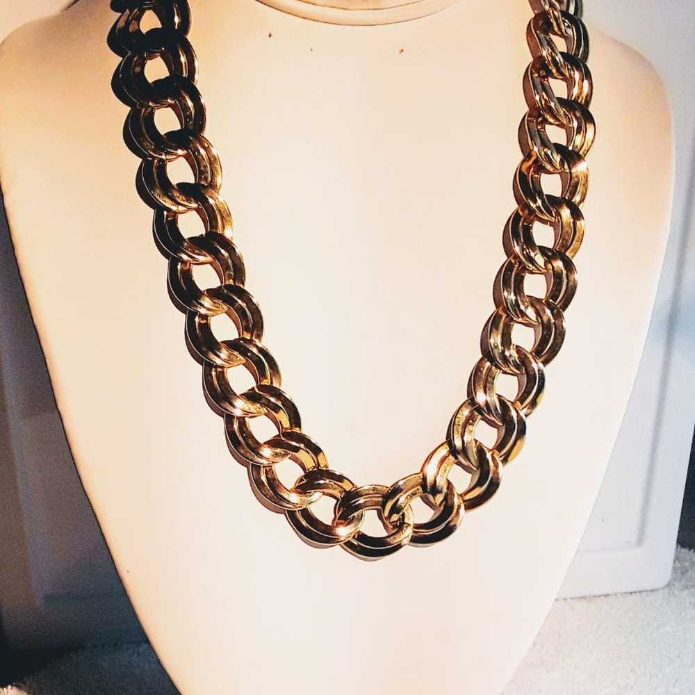 NF Necklace Gold Tone Double Link Chunky - image 4
