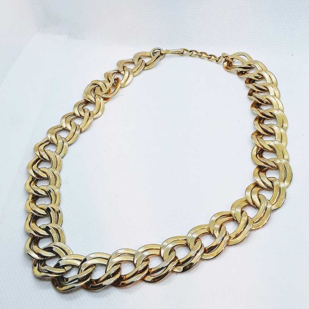 NF Necklace Gold Tone Double Link Chunky - image 5