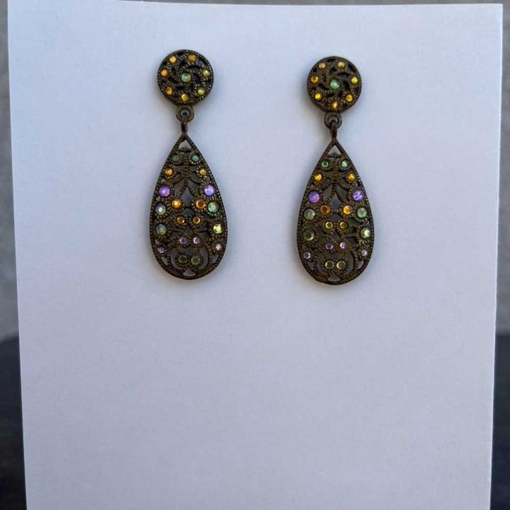 Rainbow crystal lattice earrings - image 1