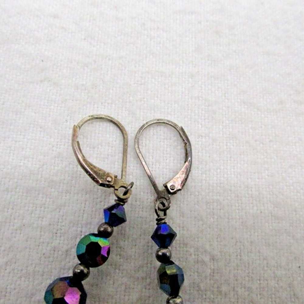 Sterling Silver Oil Spill Glass Drop Style Pierce… - image 2