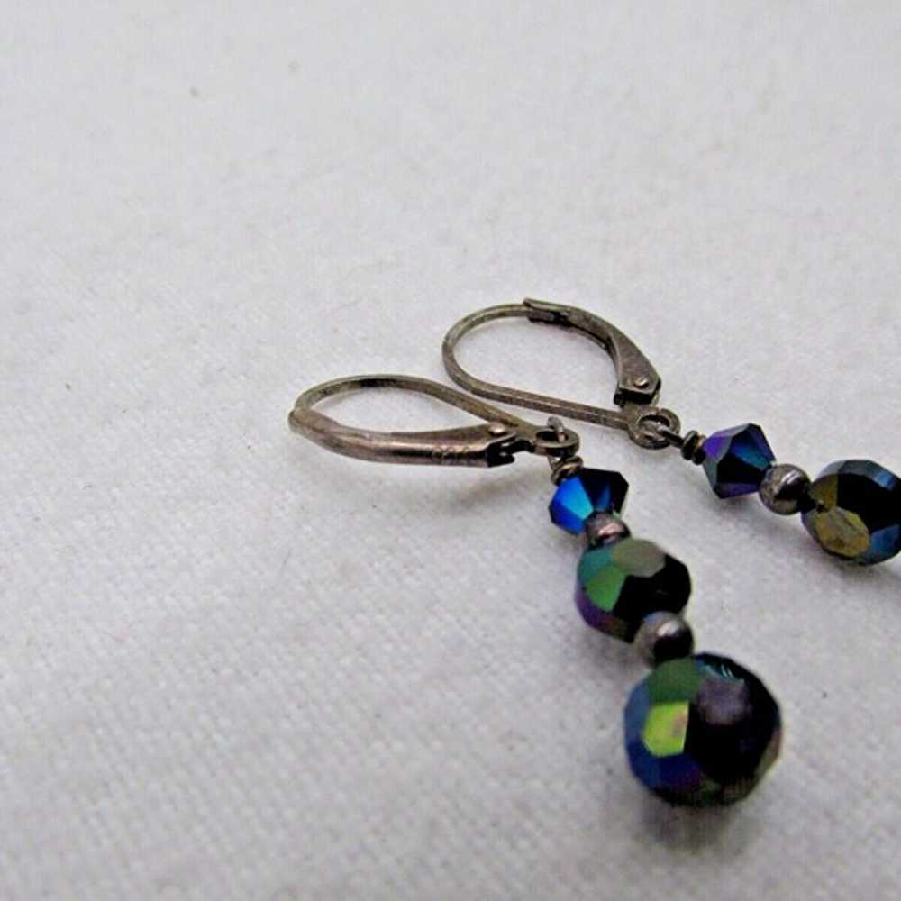 Sterling Silver Oil Spill Glass Drop Style Pierce… - image 3