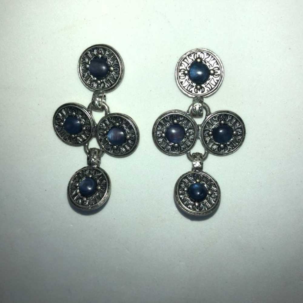 Vintage 90's Y2K Earrings Medallion Dangle - image 2