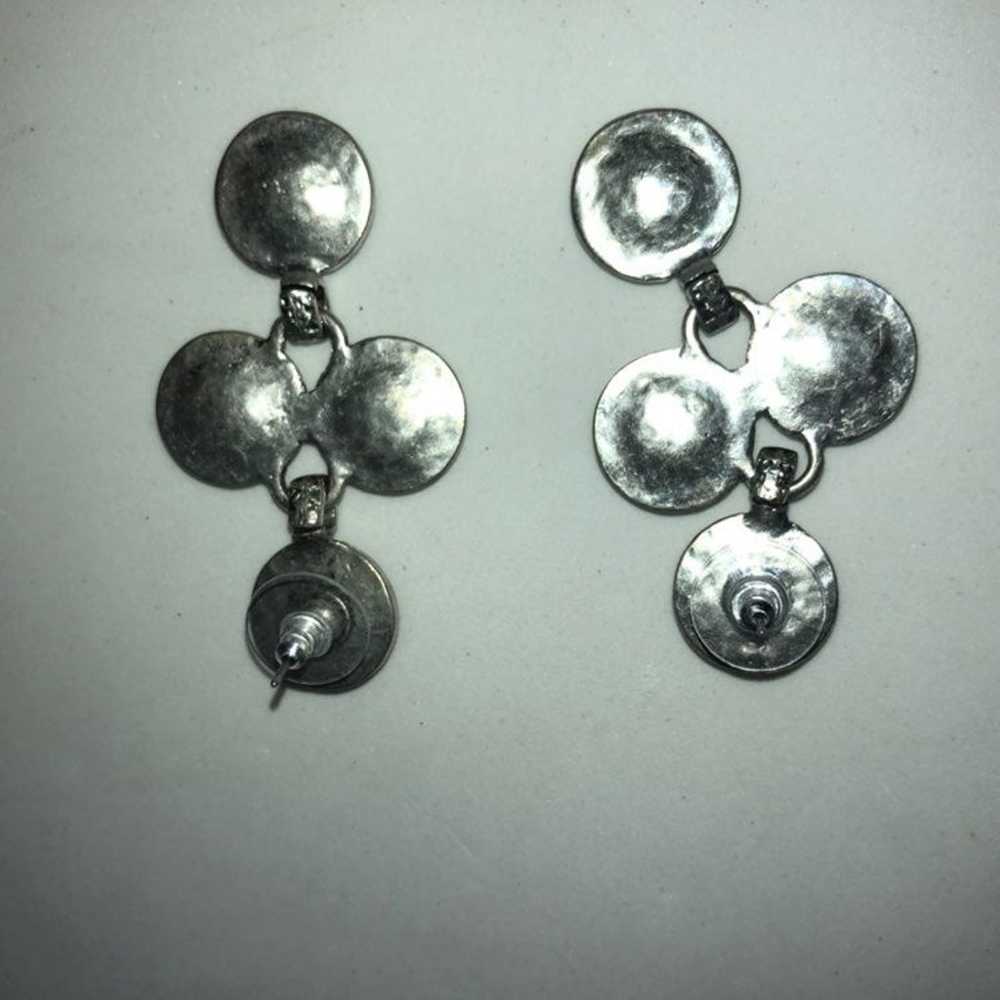 Vintage 90's Y2K Earrings Medallion Dangle - image 3
