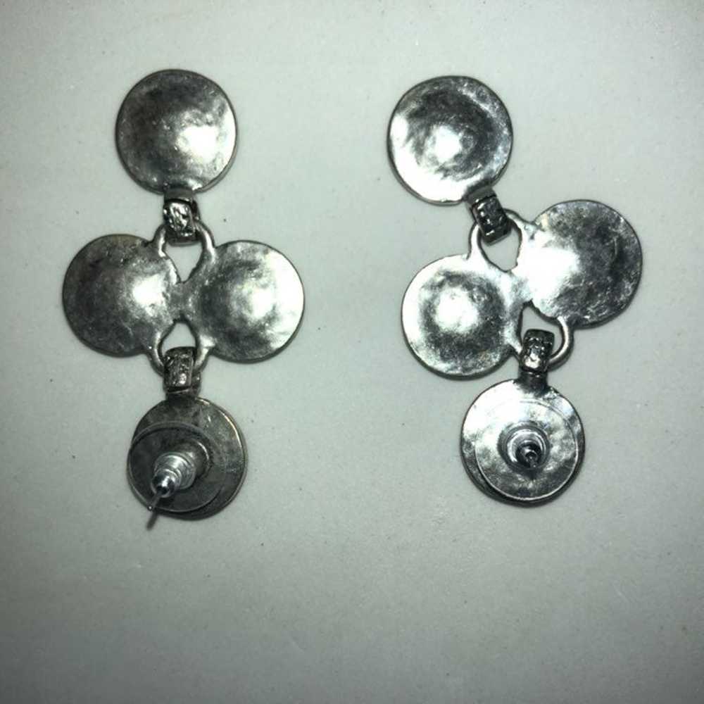 Vintage 90's Y2K Earrings Medallion Dangle - image 4