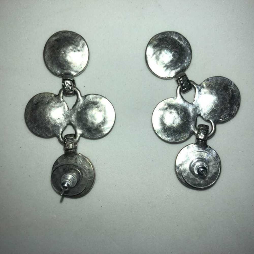 Vintage 90's Y2K Earrings Medallion Dangle - image 5
