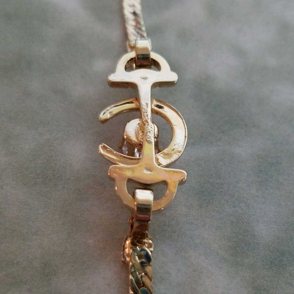 Goldtone Horseshoe Bracelet With Cz - image 5