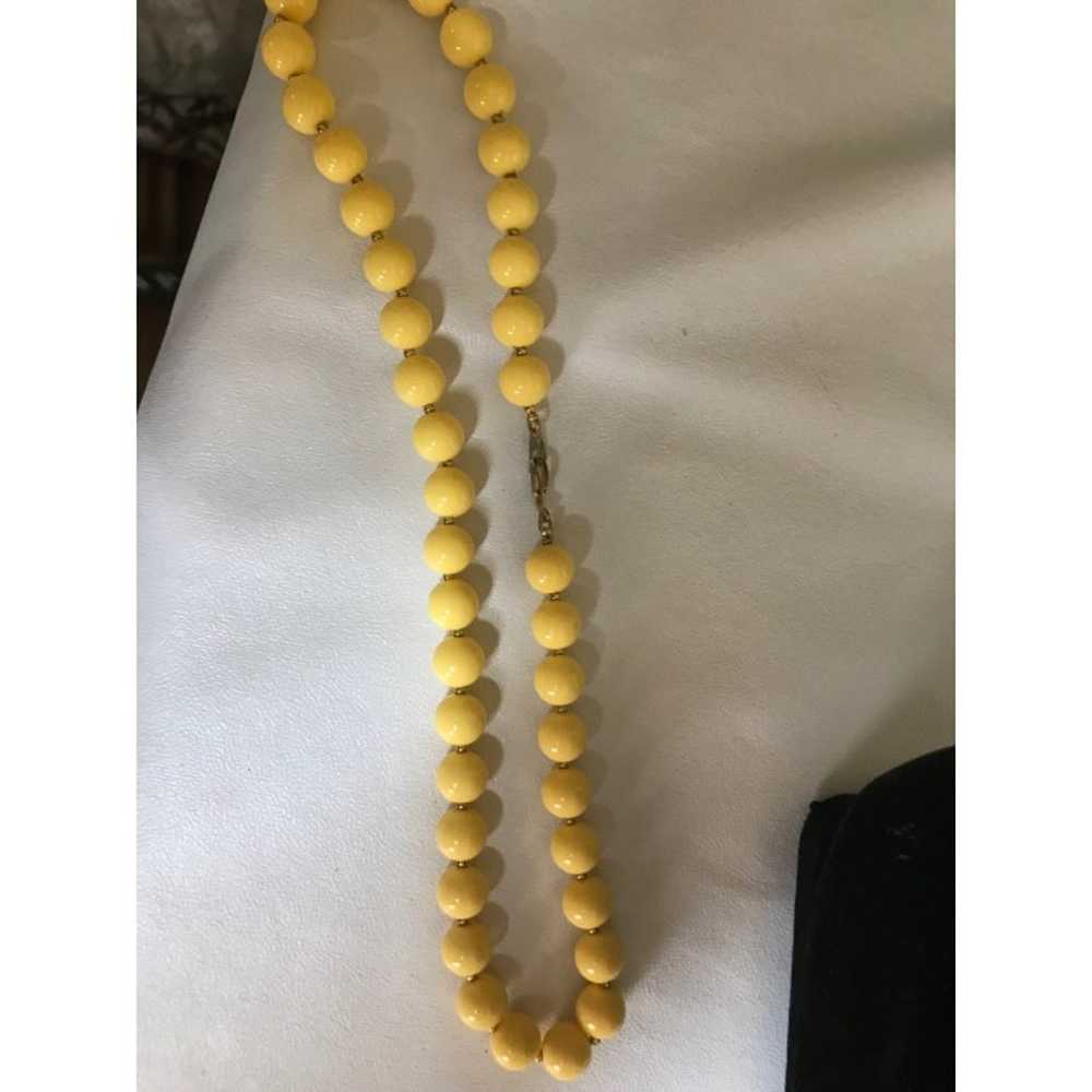 Yellow beaded choker necklace vintage 18” - image 2