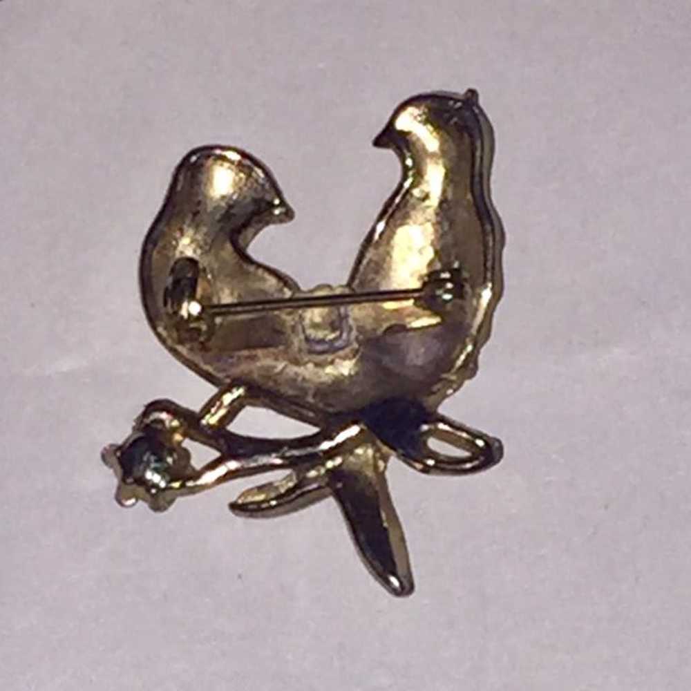 Vintage Pin / Brooch Two Birds On a Bran - image 2