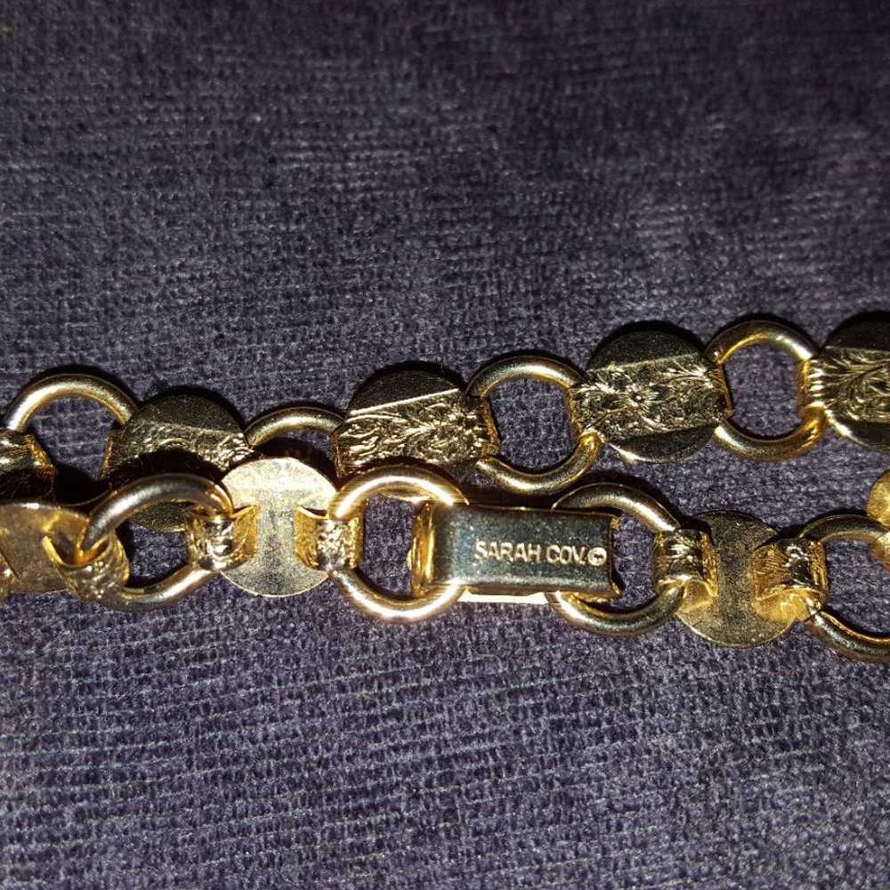 Sarah Coventry Gold & Flower Bracelet - image 2