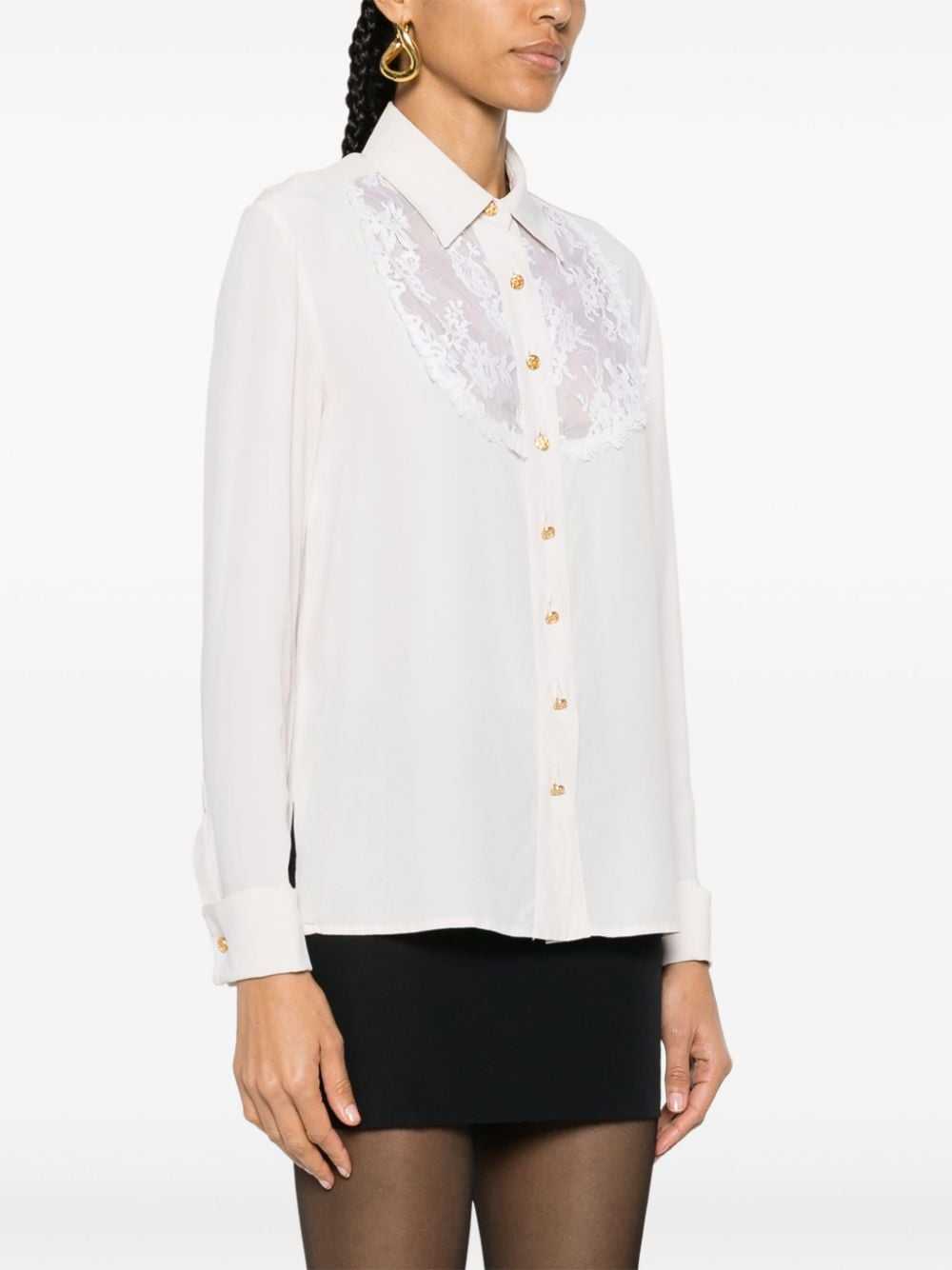 CHANEL Pre-Owned 1990s lace-detail silk shirt - N… - image 3