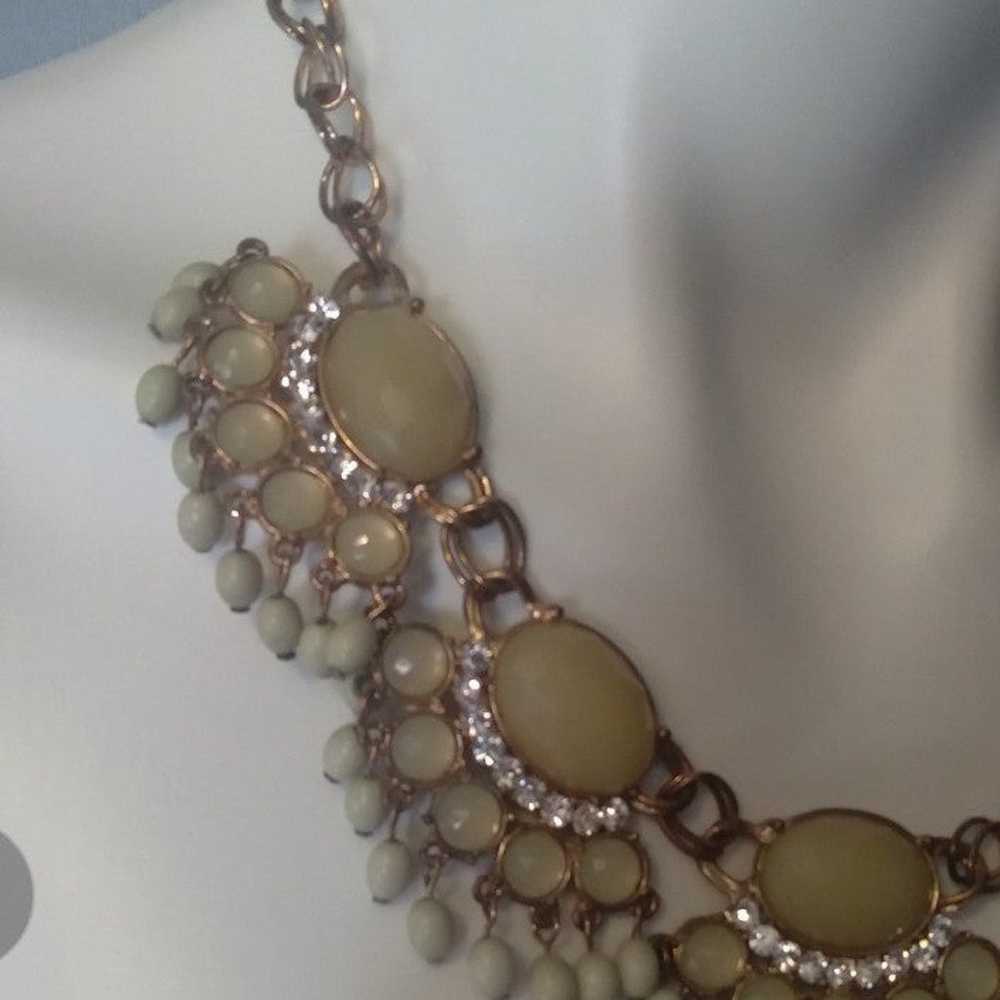 Gold Tone and Crystal Rhinestones and Jade Colore… - image 3