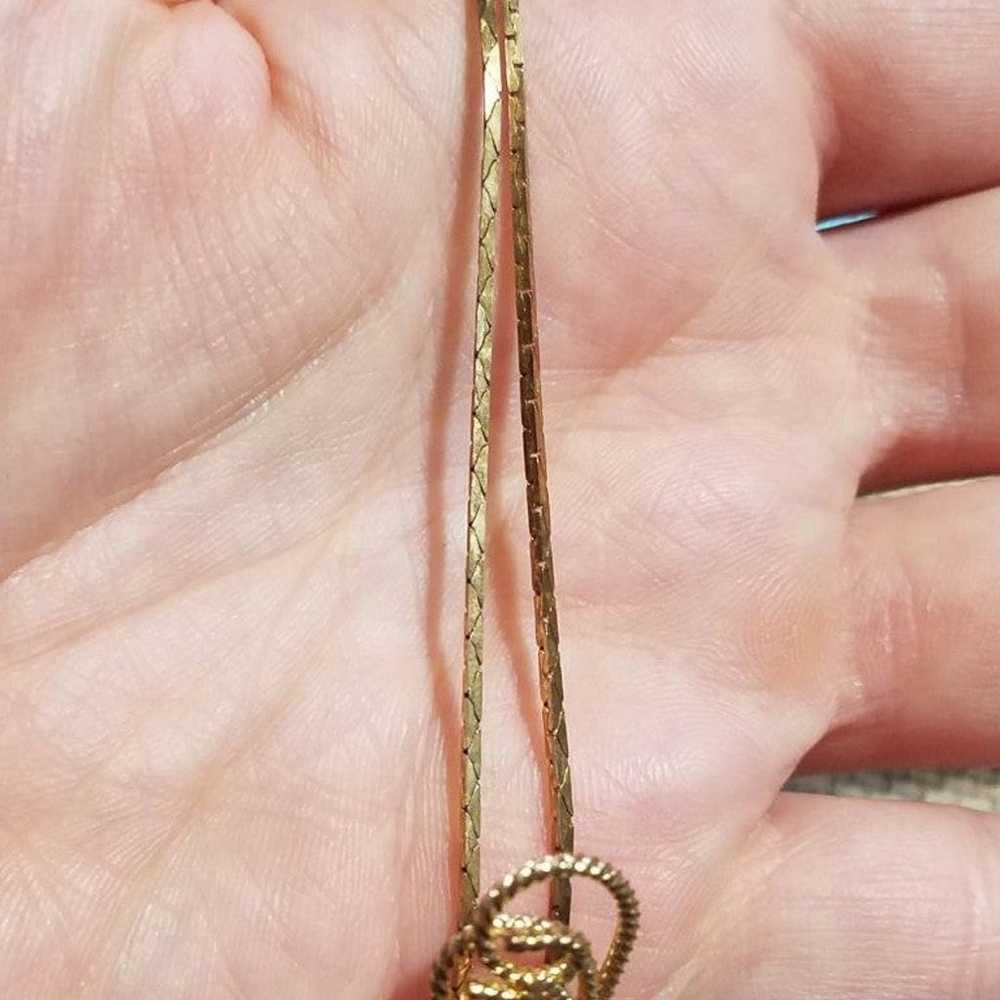 Vintage gold flower lariat necklace - image 5
