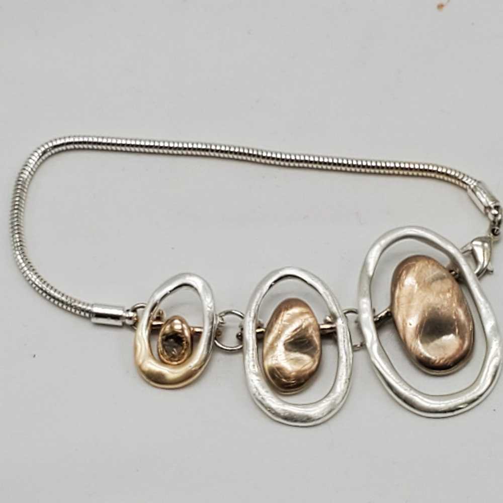 Unique Vintage Silver 2 Tone Bracelet - image 1