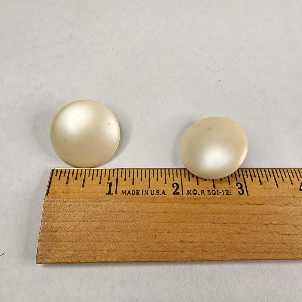 Vintage cream white round pearlescent clip on ear… - image 4