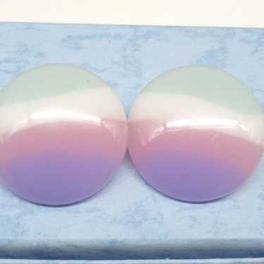 Vintage 1980s Pastel Parfait Plastic Round Pierce… - image 1