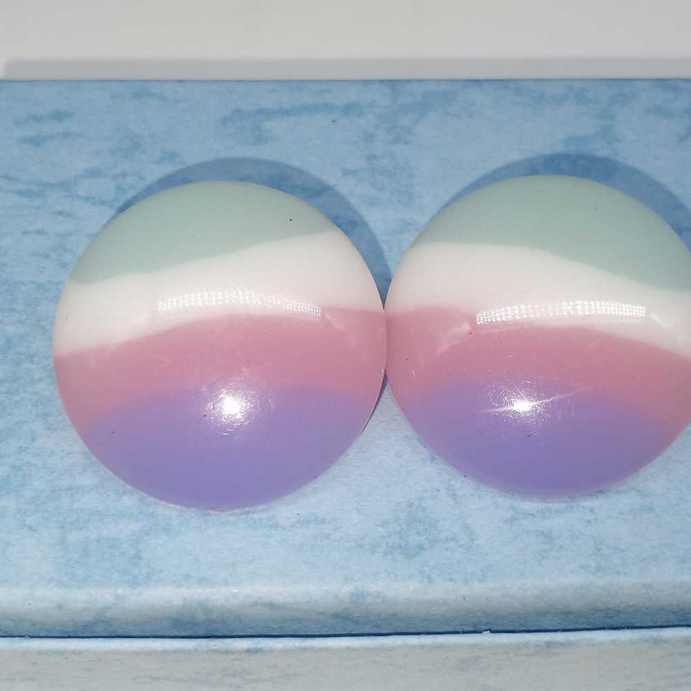 Vintage 1980s Pastel Parfait Plastic Round Pierce… - image 2