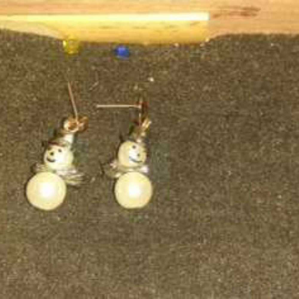 Vintage Snowman Earrings - image 2