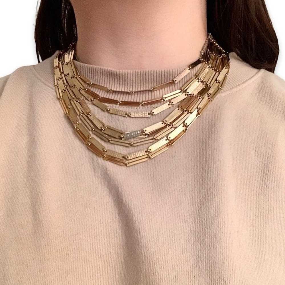 Vintage Gold Tone Multi Layer Statement Necklace … - image 2