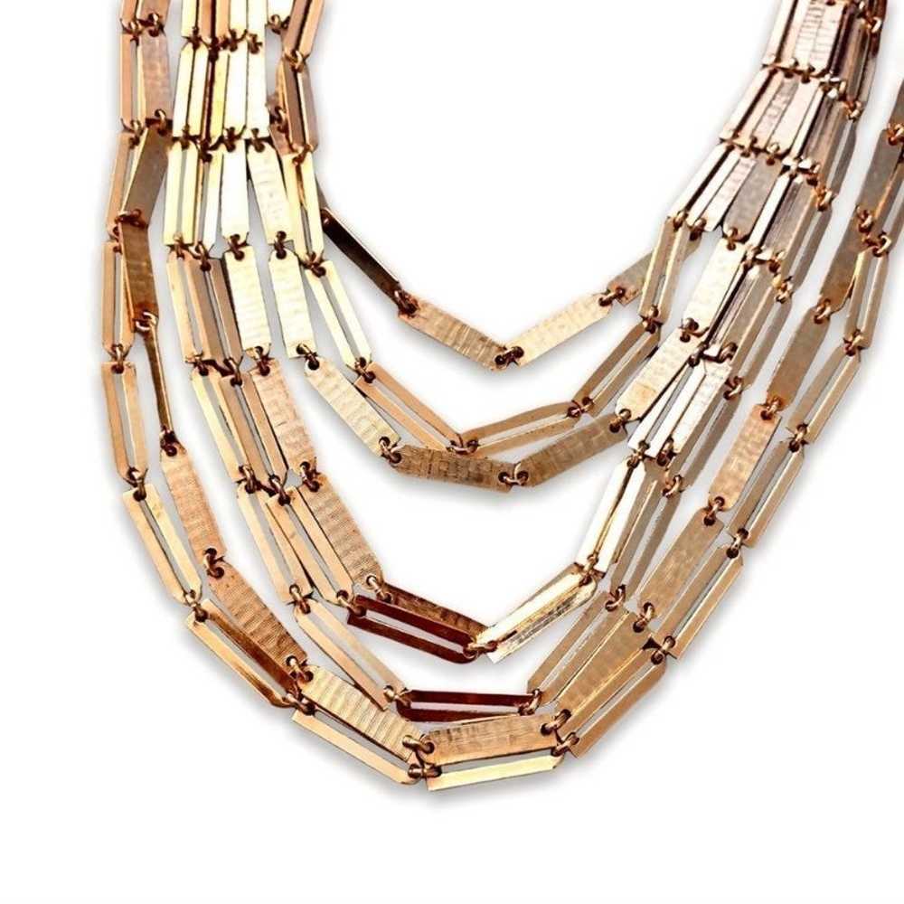 Vintage Gold Tone Multi Layer Statement Necklace … - image 4