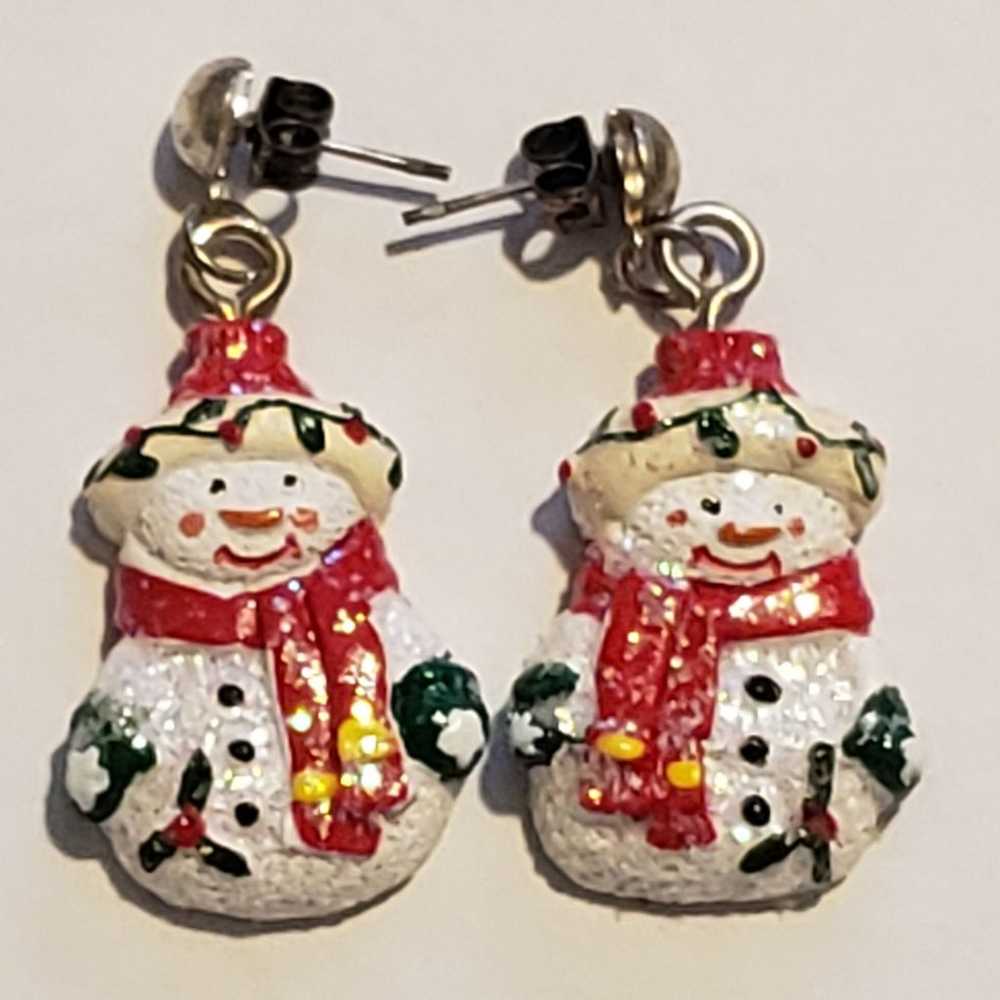 VINTAGE CHRISTMAS SANTA EARRINGS - image 1