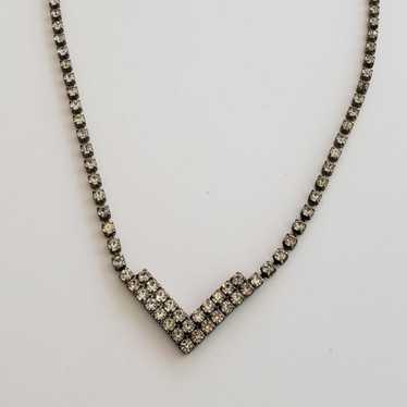 Vintage rhinestone chevron Necklace - image 1