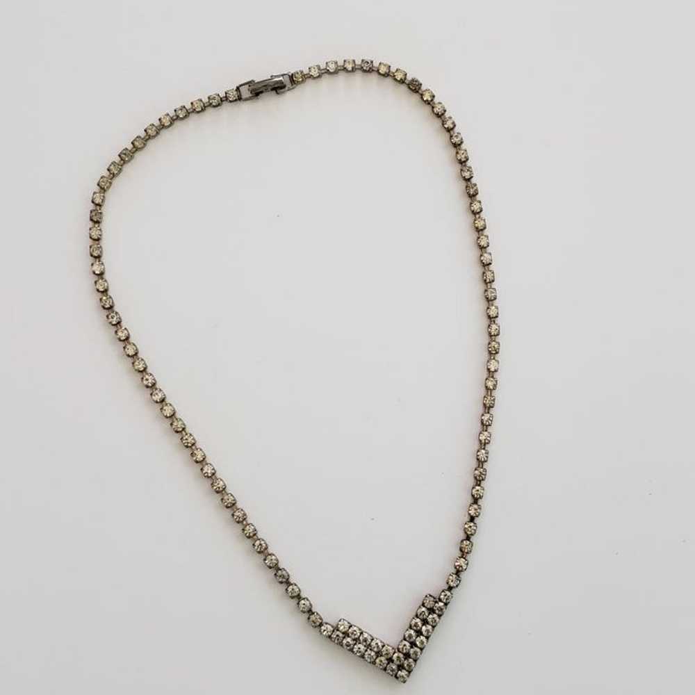 Vintage rhinestone chevron Necklace - image 2