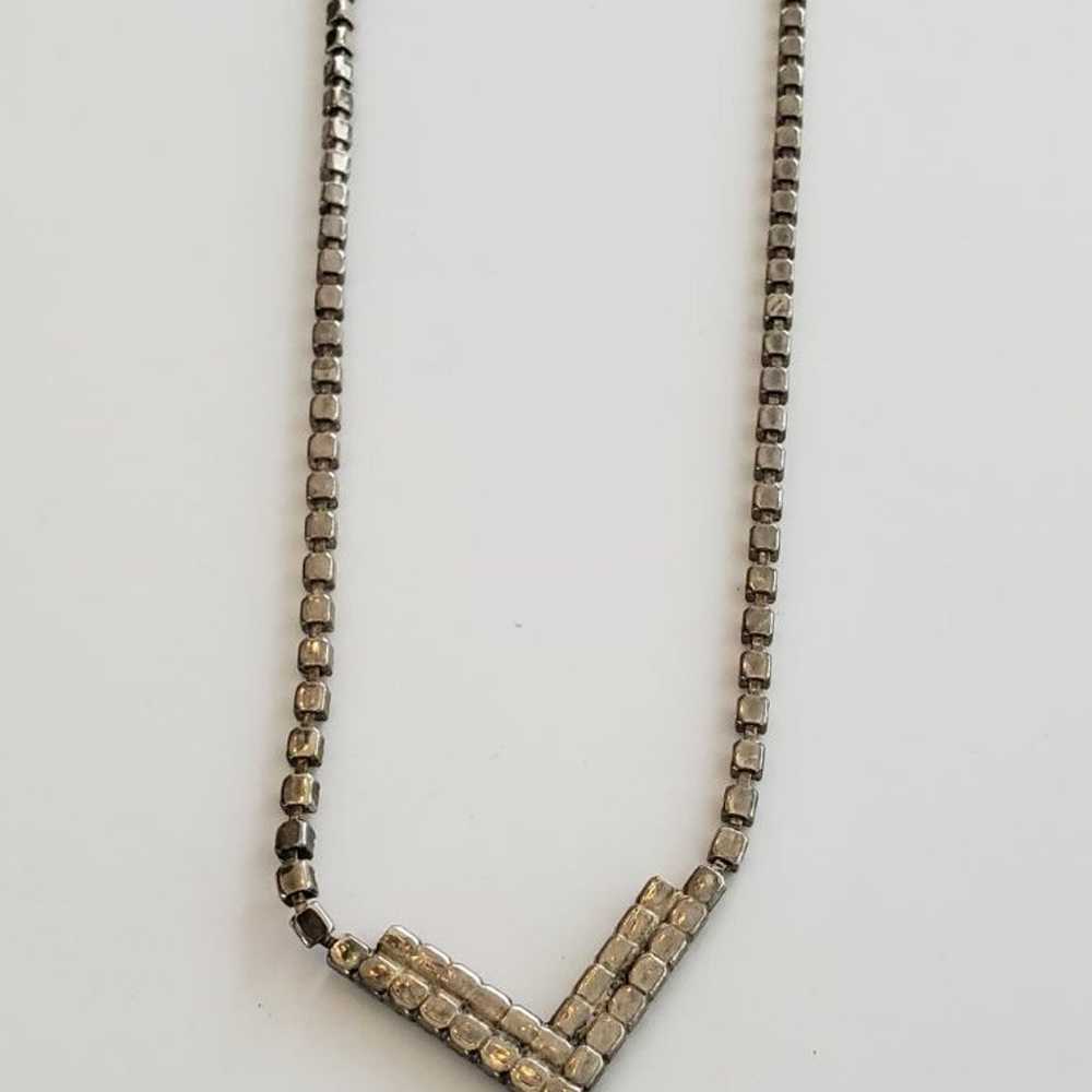 Vintage rhinestone chevron Necklace - image 3