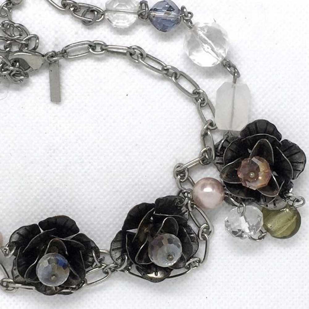 Vintage Lane Bryant, Long Floral Metal Necklace G… - image 3