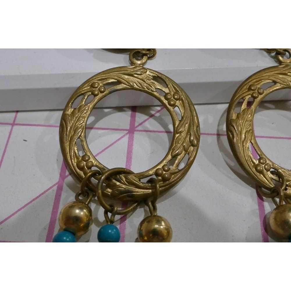 Vintage Pierced Earrings With Beads Dangling From… - image 3