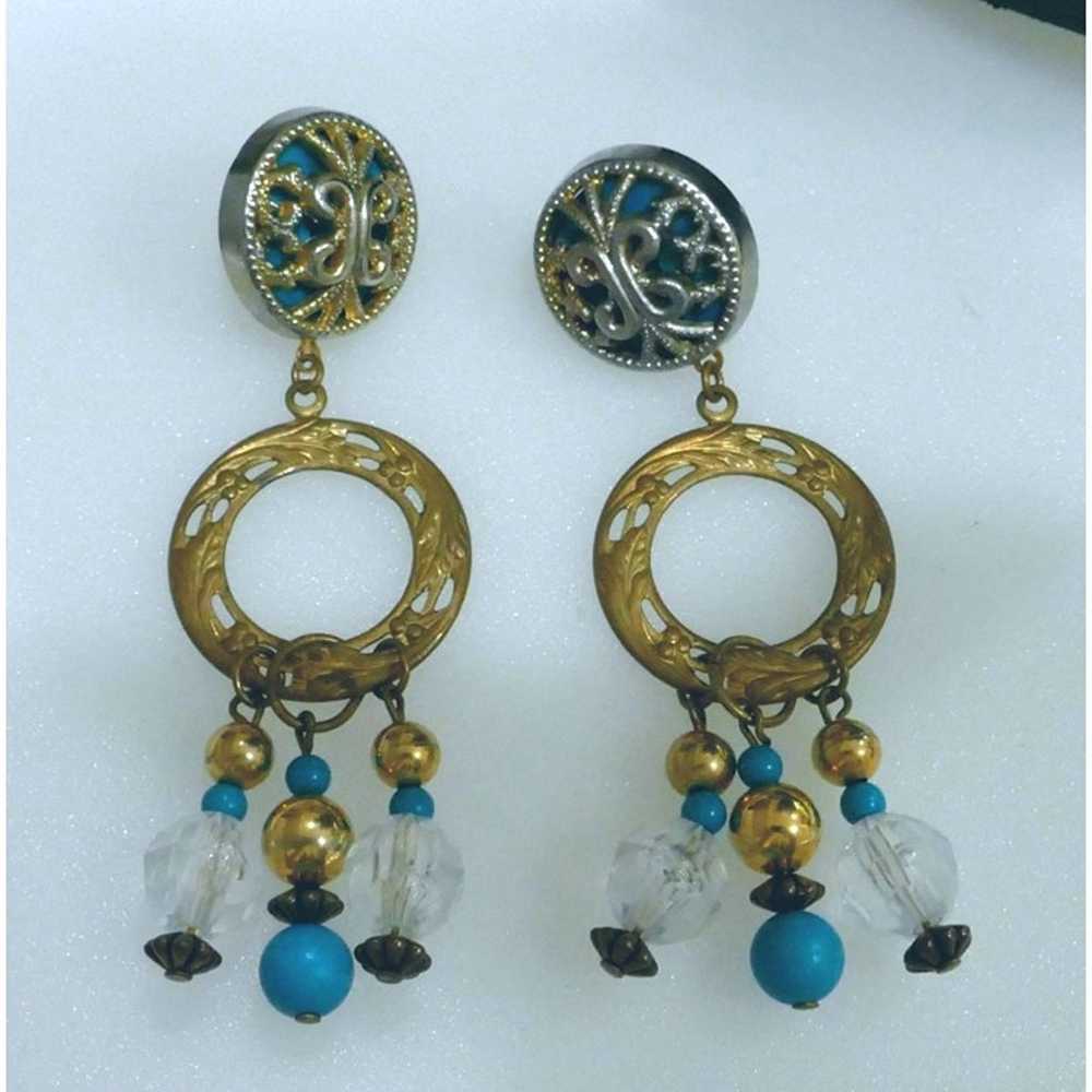 Vintage Pierced Earrings With Beads Dangling From… - image 5