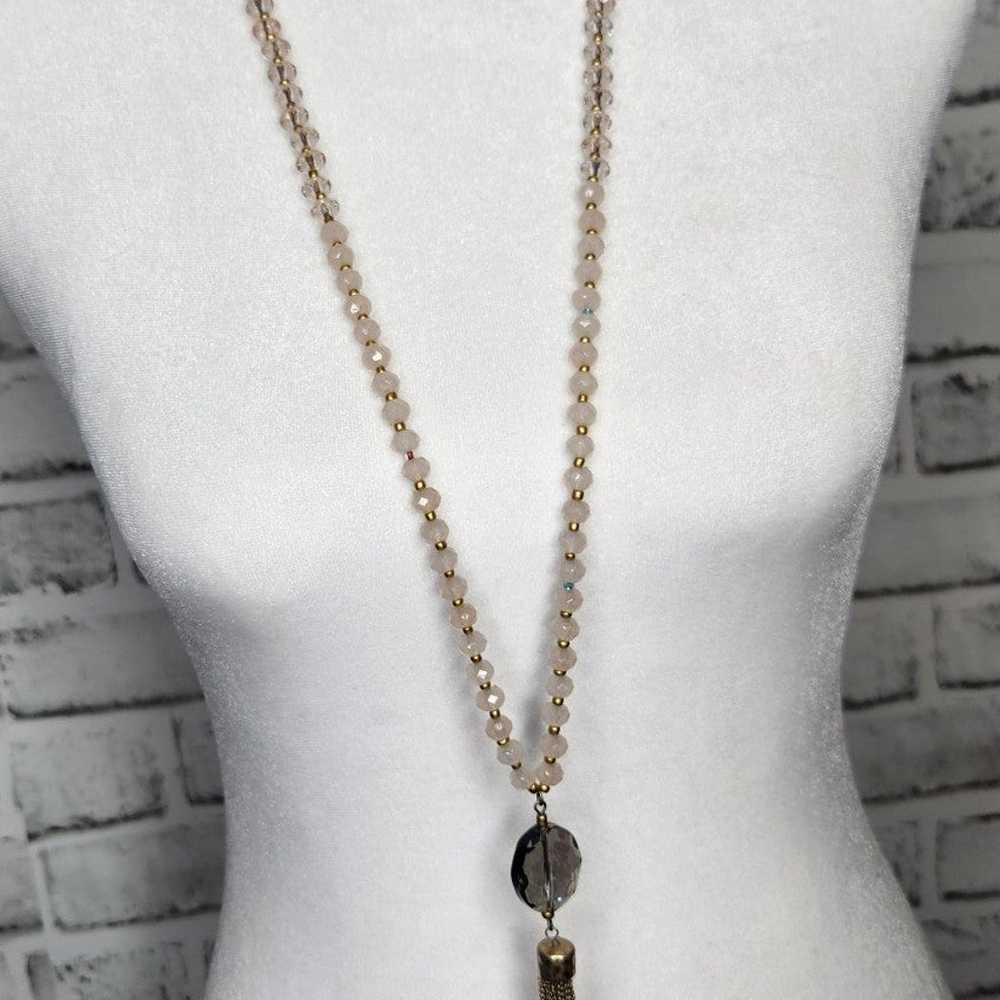 Long Vintage Beaded Tassel Necklace - image 10