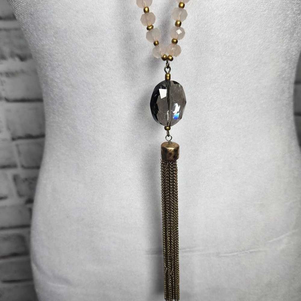 Long Vintage Beaded Tassel Necklace - image 1