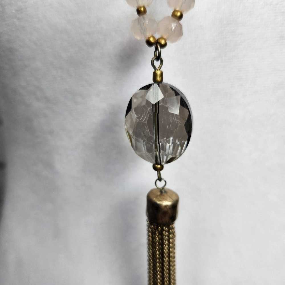 Long Vintage Beaded Tassel Necklace - image 3