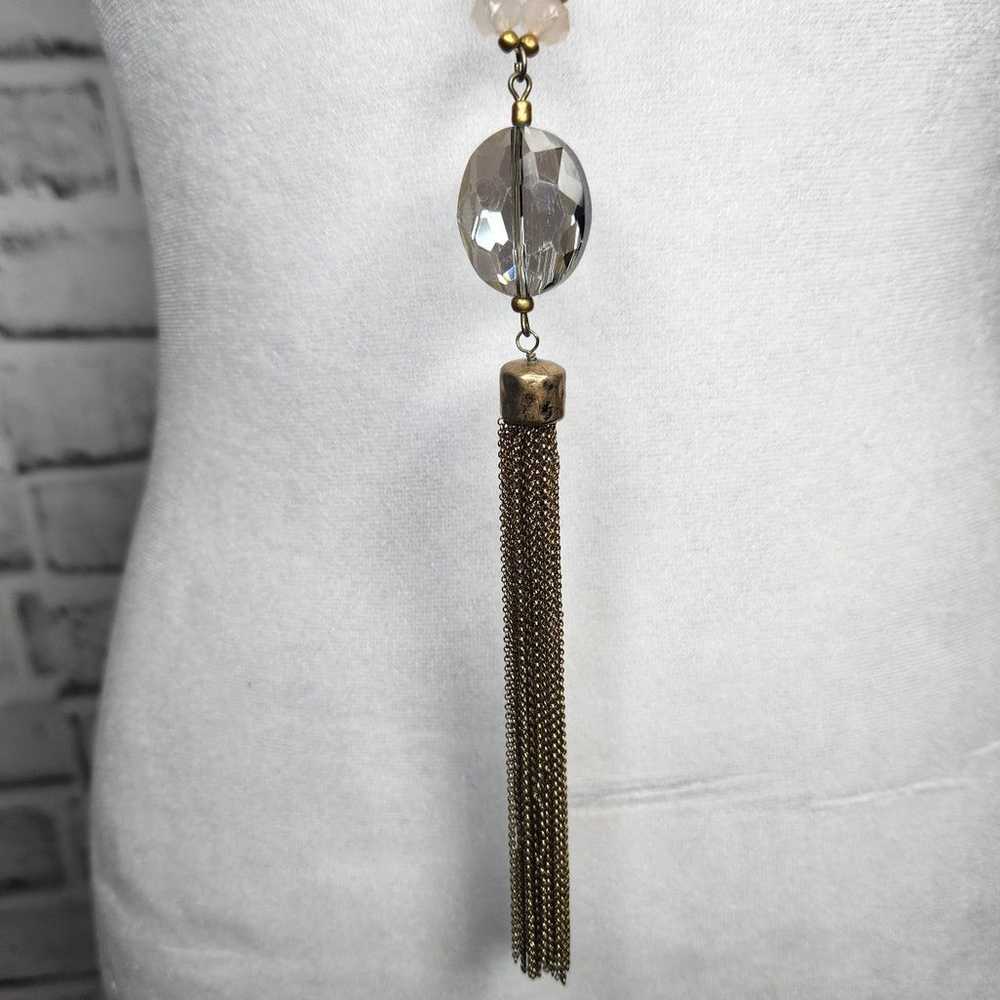 Long Vintage Beaded Tassel Necklace - image 7
