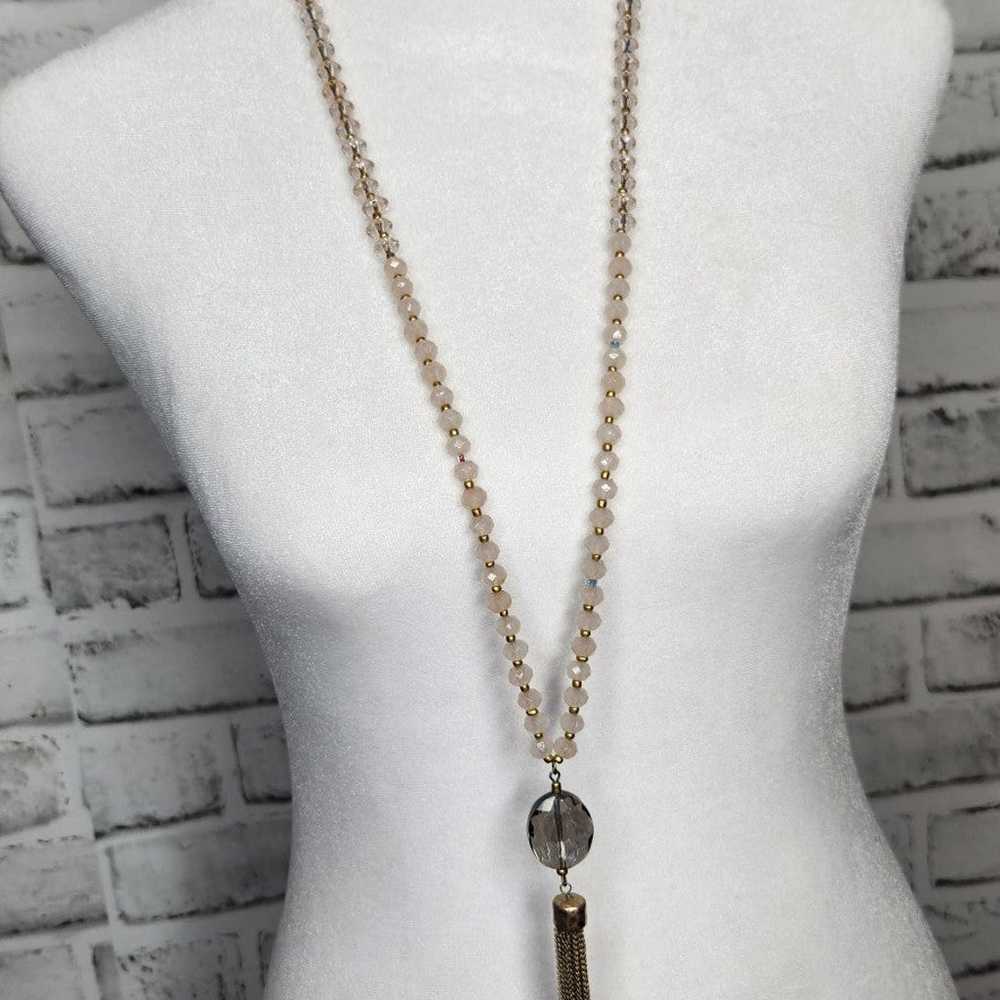 Long Vintage Beaded Tassel Necklace - image 8