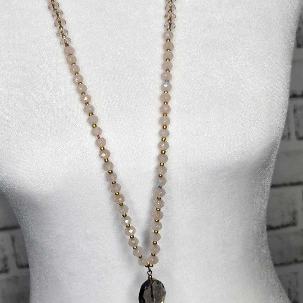 Long Vintage Beaded Tassel Necklace - image 9