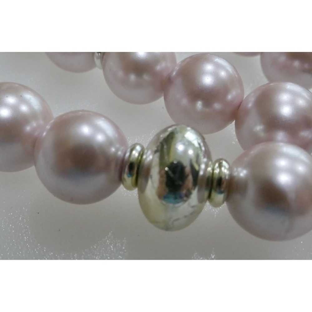 Pretty Pink & Silver Faux Pearl Necklace - image 4