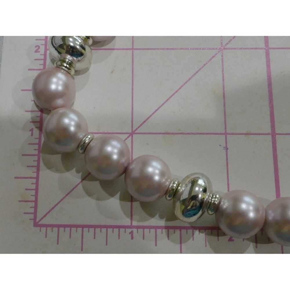 Pretty Pink & Silver Faux Pearl Necklace - image 5