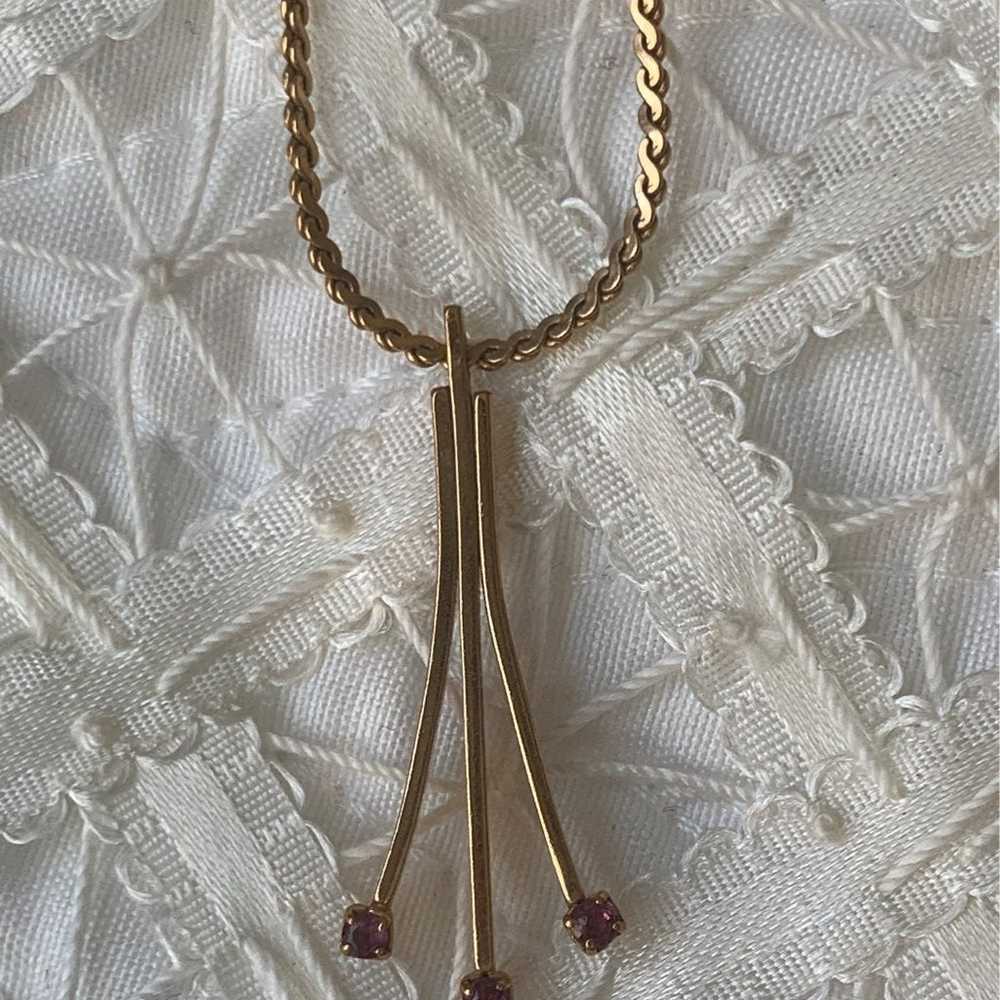 Vintage Avon Ruby Gold Filled Necklace - image 1