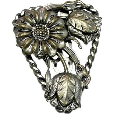 Vintage estate silver flower dress clip