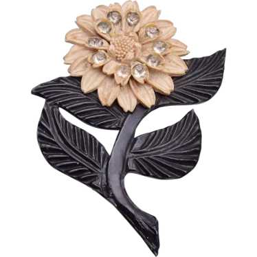Celluloid and Plastic Flower Brooch - image 1