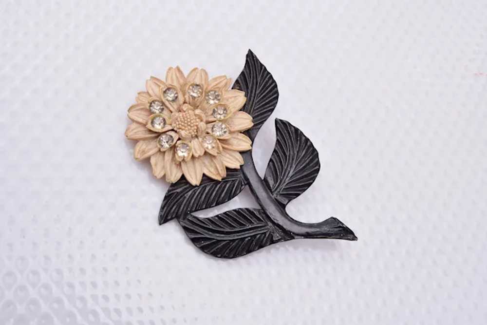 Celluloid and Plastic Flower Brooch - image 2